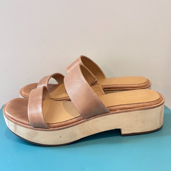 Nisolo Ellie All-Day Clog Slide Wooden Platform Neutral Leather Sandals Size 9 - Picture 8 of 16